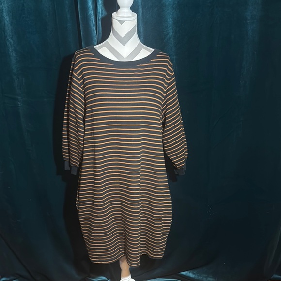 Amazon Essentials Dresses & Skirts - Striped Brown/Orange and Black Dress by Amazon Essentials Size XL